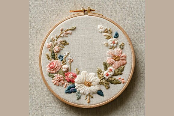 Boho Wedding Wreath Embroidery Pattern