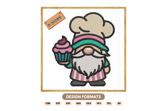 Cute Baking Gnome Embroidery File: A Seasonal Seller’s Dream