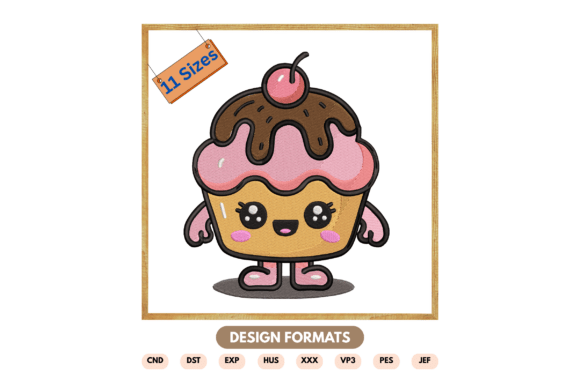 Cute Cupcake Machine Embroidery Design
