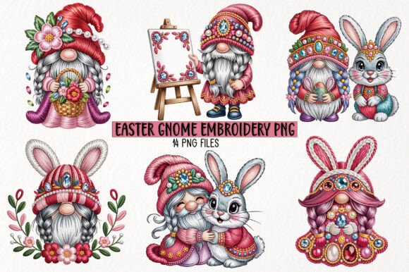 Easter Gnome Embroidery PNG Clipart Review for Business Use