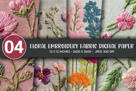 Floral Embroidery Fabric Digital Paper Review for Sweatshirt Design