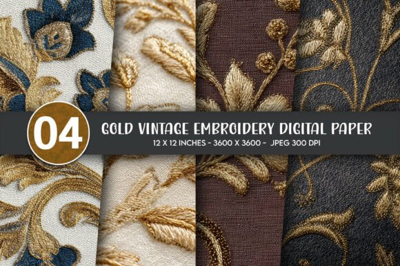 Gilded Charm: Reviewing Gold Vintage Embroidery Digital Paper