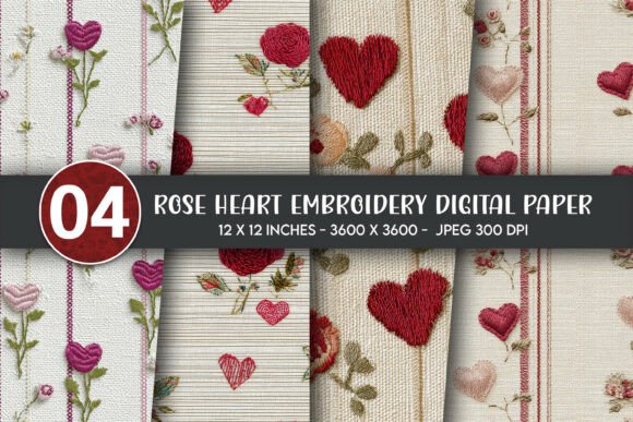 Rose Heart Embroidery Digital Paper Review for Seasonal Sellers